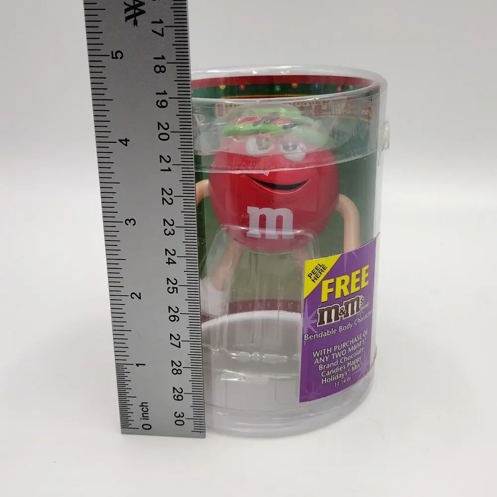 M&M's Red Christmas Bendable Body Character Toy Holiday Collectible NEW
